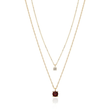 Time and Tru Goldtone Birthstone Necklace Set, January, Red, 2 Pieces