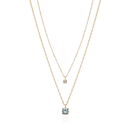 Time and Tru Goldtone Birthstone Necklace Set, March, Blue, 2 Pieces
