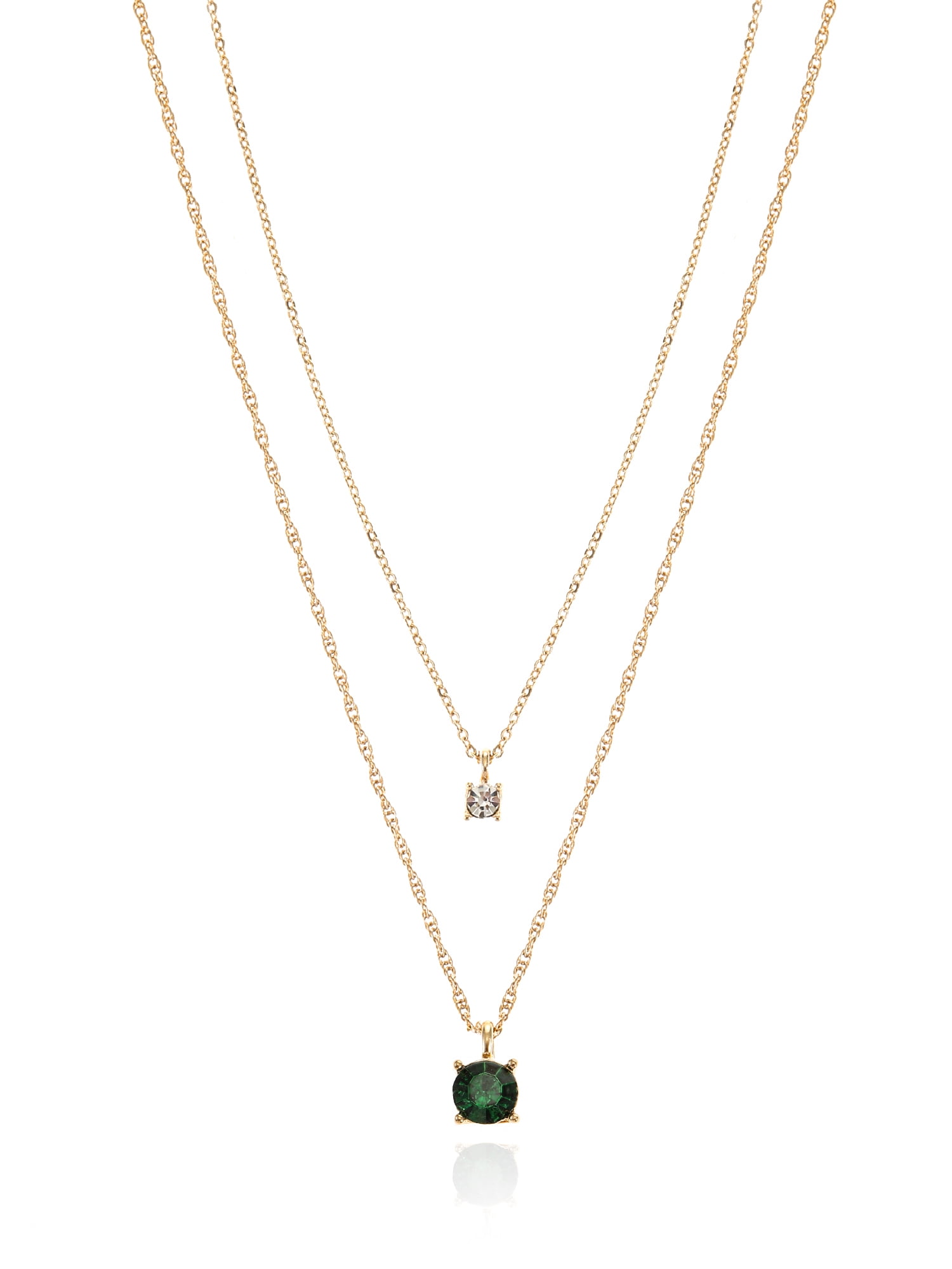 Time and Tru Goldtone Birthstone Necklace Set, May, Green, 2 Pieces