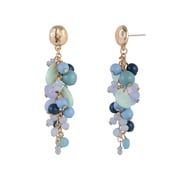 Goldtone Blue Bead Cluster Drop Earring
