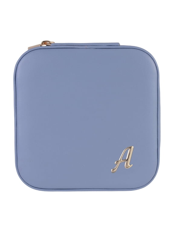 Goldtone/Blue Initial "A" Square Jewelry Organizer