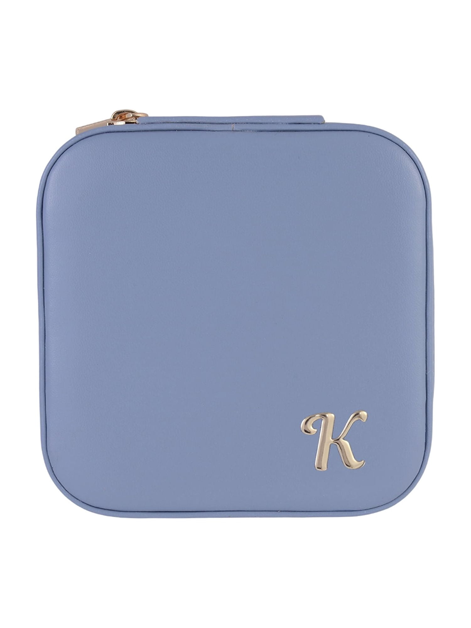 Time and Tru Goldtone/Blue Initial "K" Square Jewelry Organizer