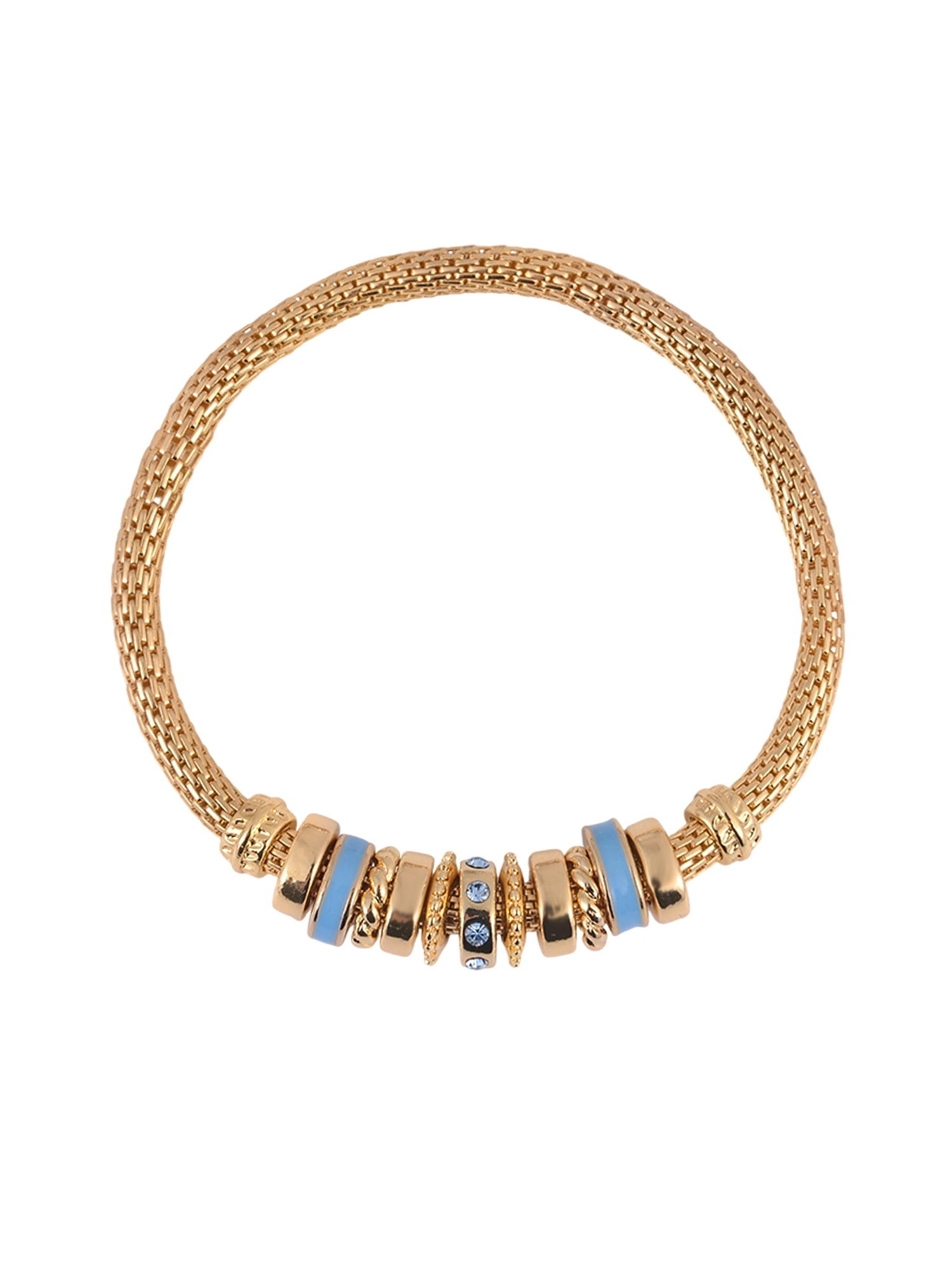 Time and Tru Goldtone Chain with Aqua Birthstone "March" Bracelet