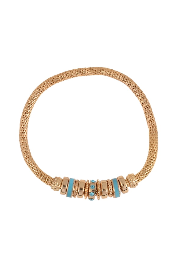 Goldtone Chain with Blue Zirconia Birthstone "December" Bracelet