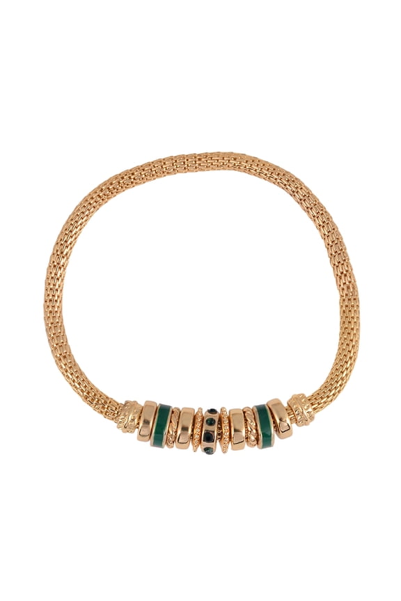 Goldtone Chain with Emerald Birthstone "May" Bracelet
