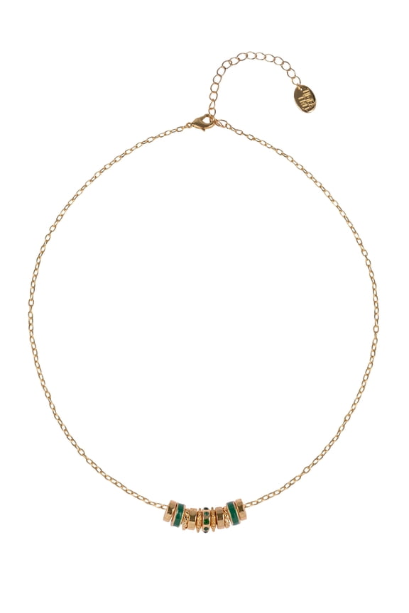 Goldtone Chain with Emerald Birthstone "May" Necklace