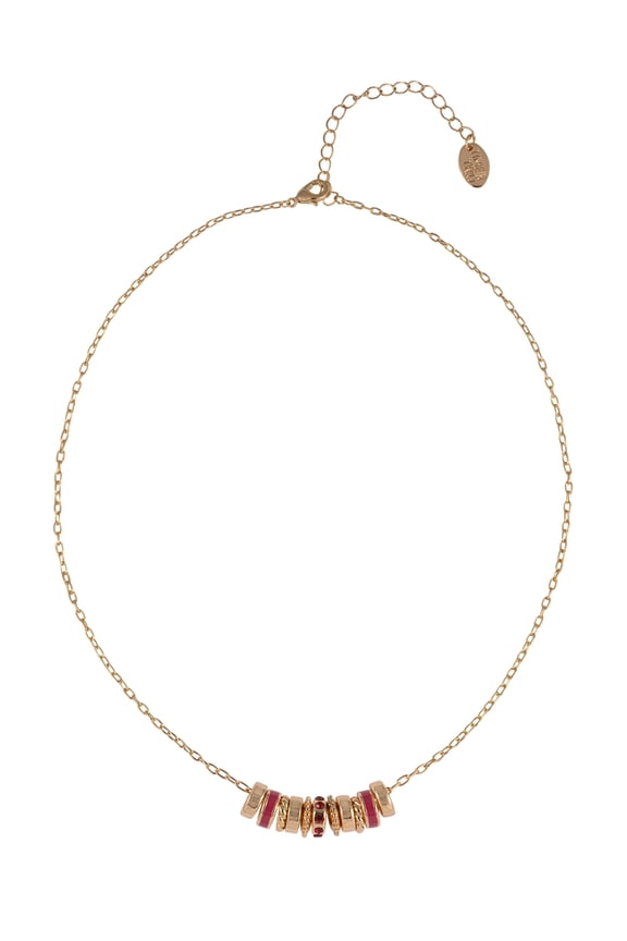 Goldtone Chain with Ruby Birthstone "July" Necklace