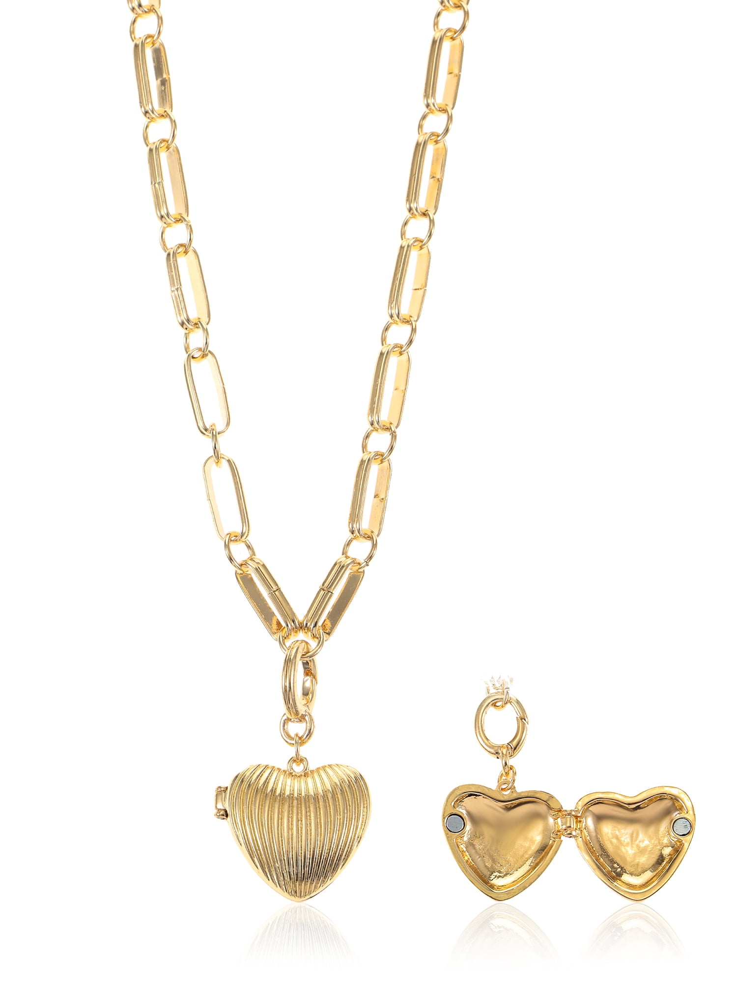 Time and Tru Goldtone Chunky Heart Motif Necklace, 1 Piece