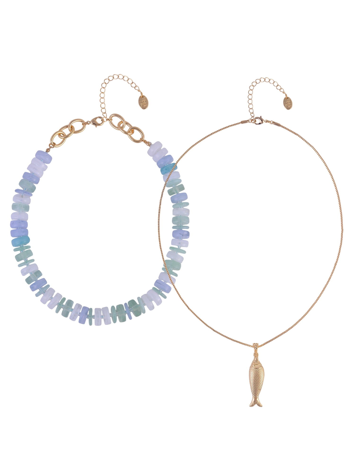 Time and Tru Goldtone Disc Beads with Metal Fish Pendant Layered Necklace