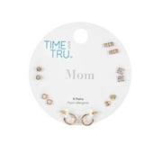 TIME AND TRU Goldtone Earring Set, "Mom" Motif, 6 Pairs