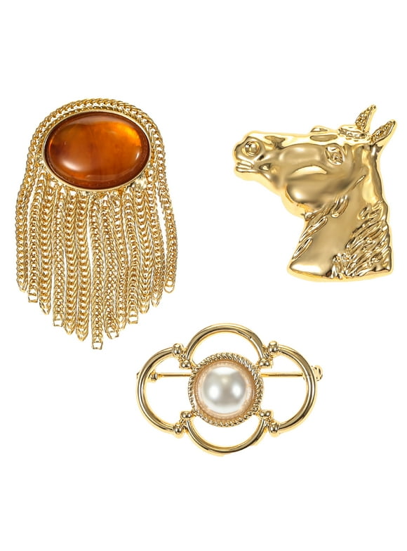 Goldtone Equestrian Motif Brooch/Pin Set, 3 Pieces