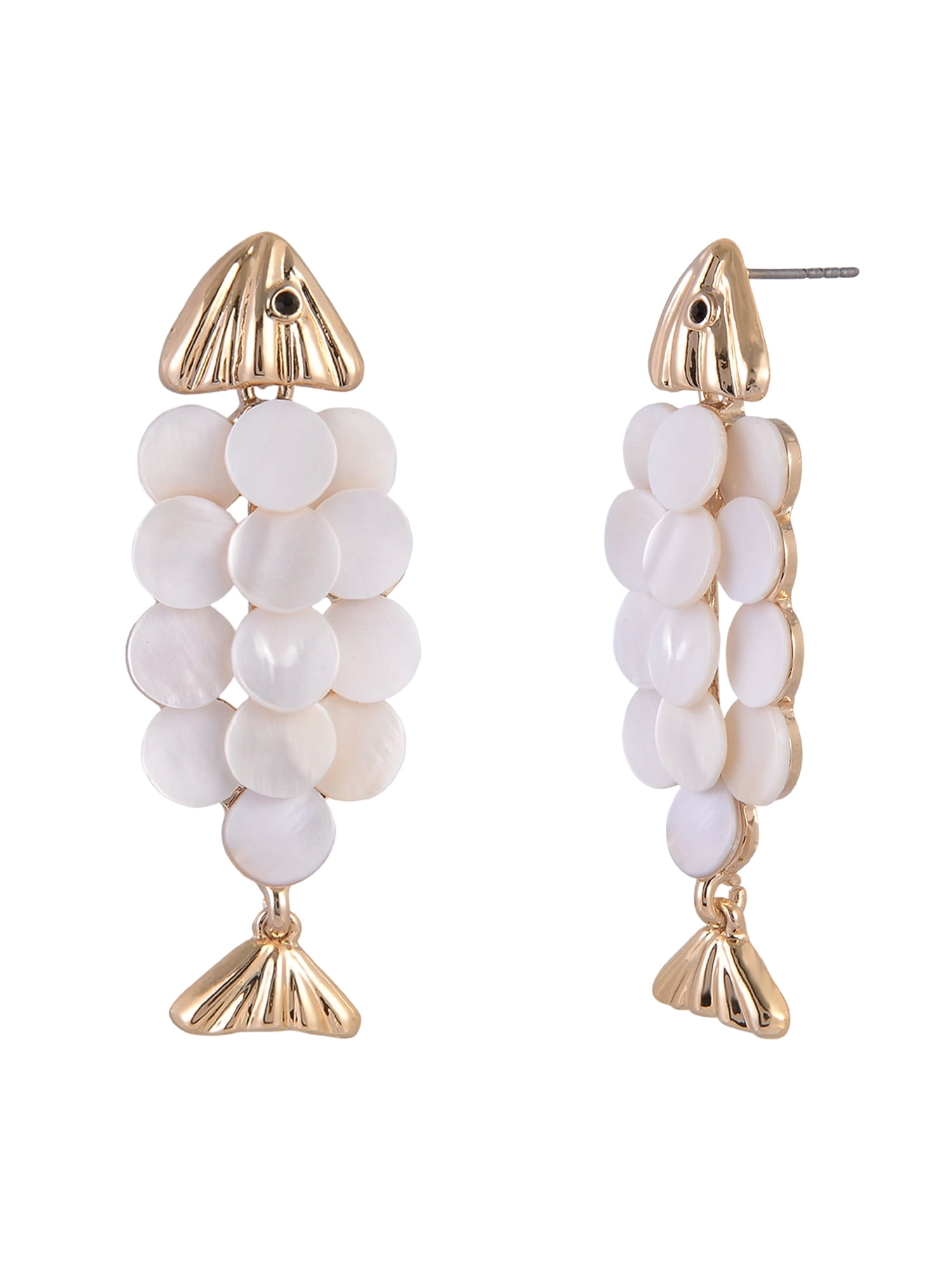 Time and Tru Goldtone Fish with Faux Shell Scales Earring - Walmart.com