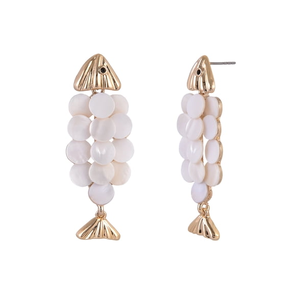 Time and Tru Goldtone Fish with Faux Shell Scales Earring