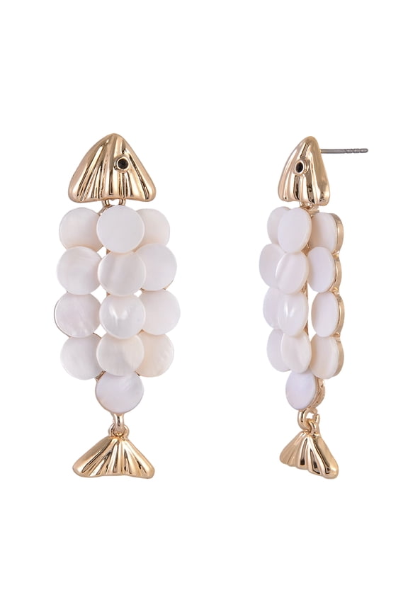 Goldtone Fish with Faux Shell Scales Earring
