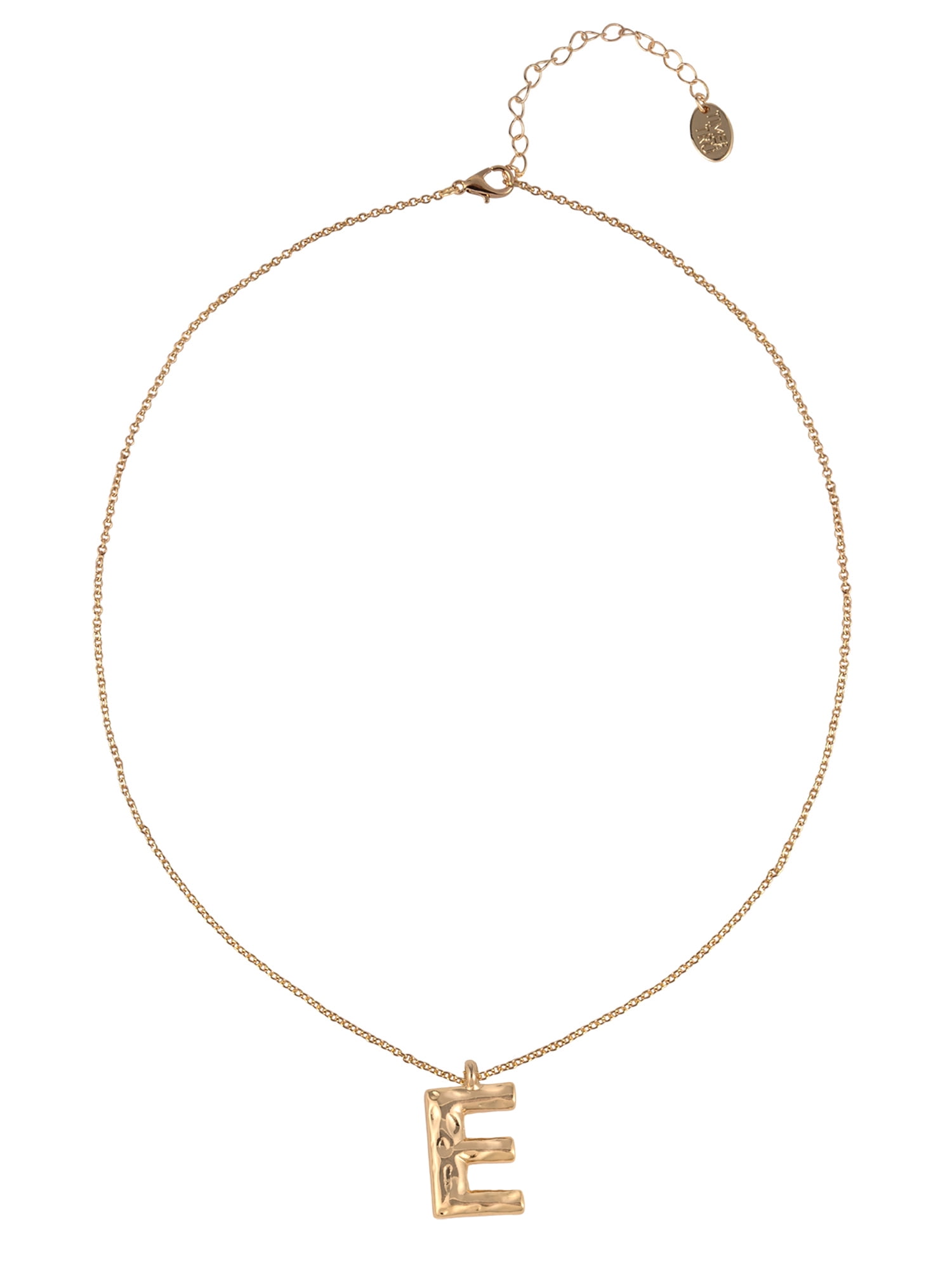 Time and Tru Goldtone Hammered Initial "E" Pendant Necklace