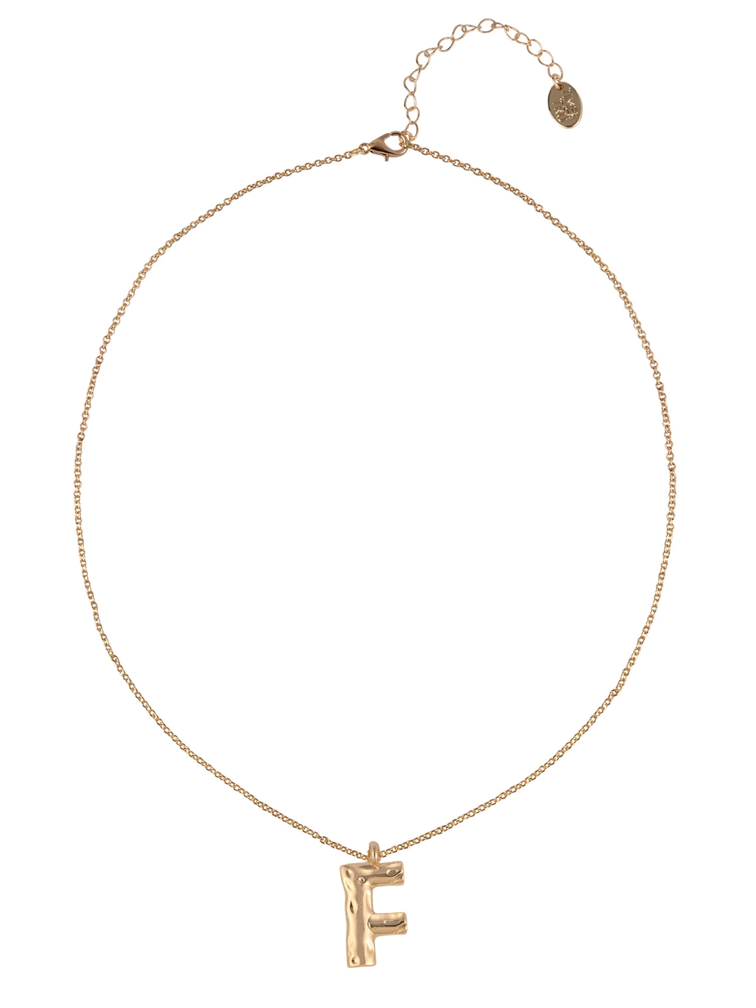 Time and Tru Goldtone Hammered Initial "F" Pendant Necklace