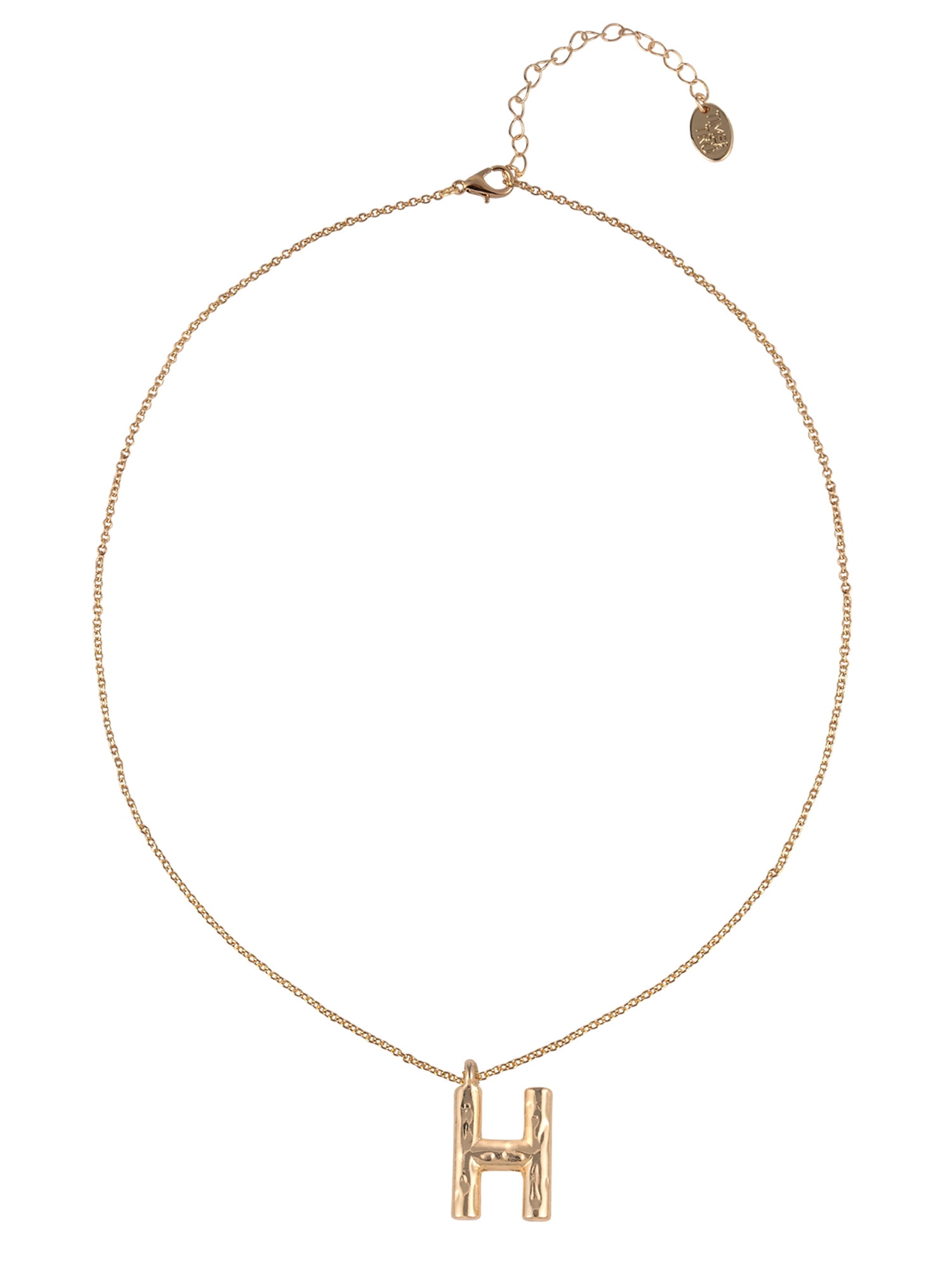 Time and Tru Goldtone Hammered Initial "H" Pendant Necklace