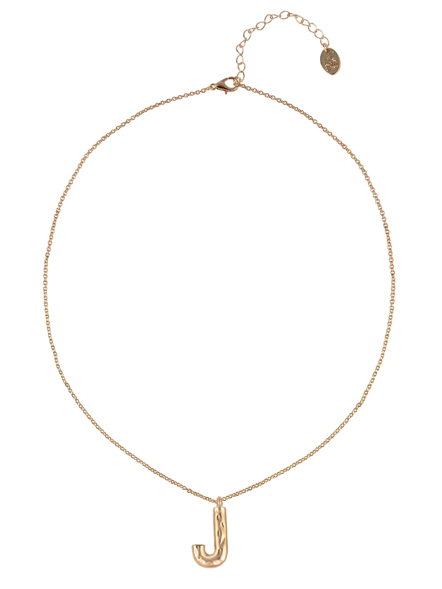 Time and Tru Goldtone Hammered Initial "J" Pendant Necklace