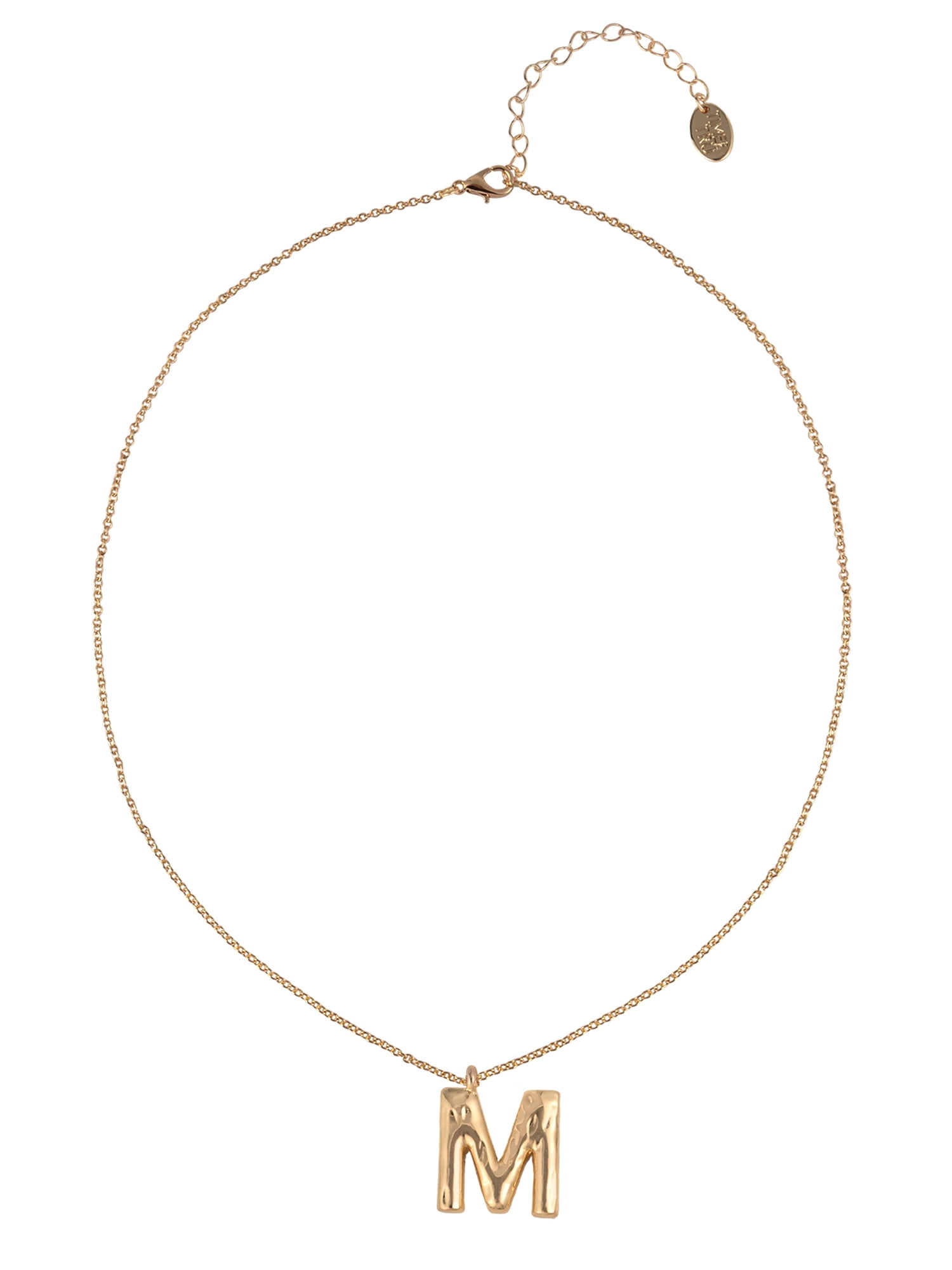 Time and Tru Goldtone Hammered Initial "M" Pendant Necklace