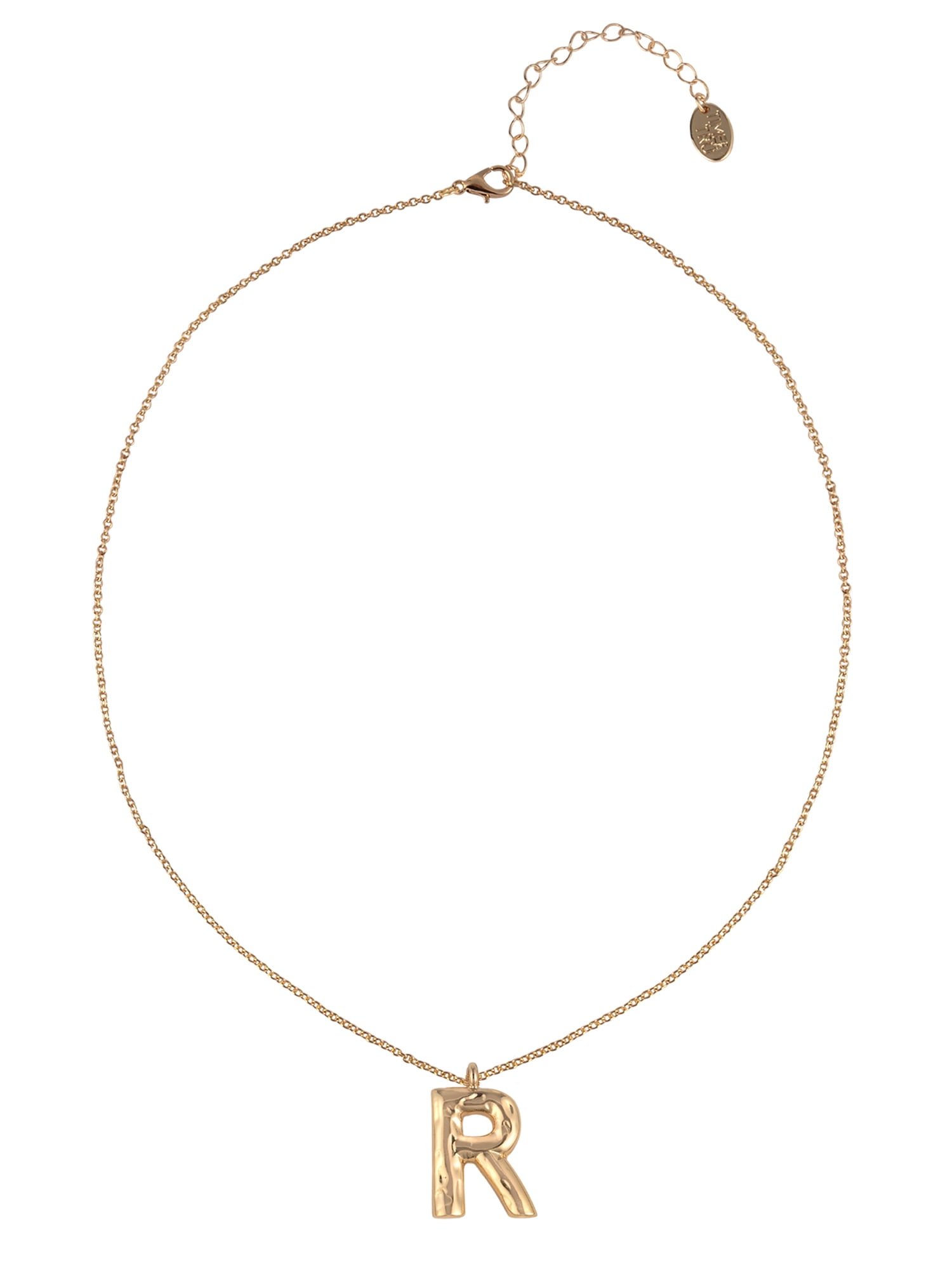 Time and Tru Goldtone Hammered Initial "R" Pendant Necklace