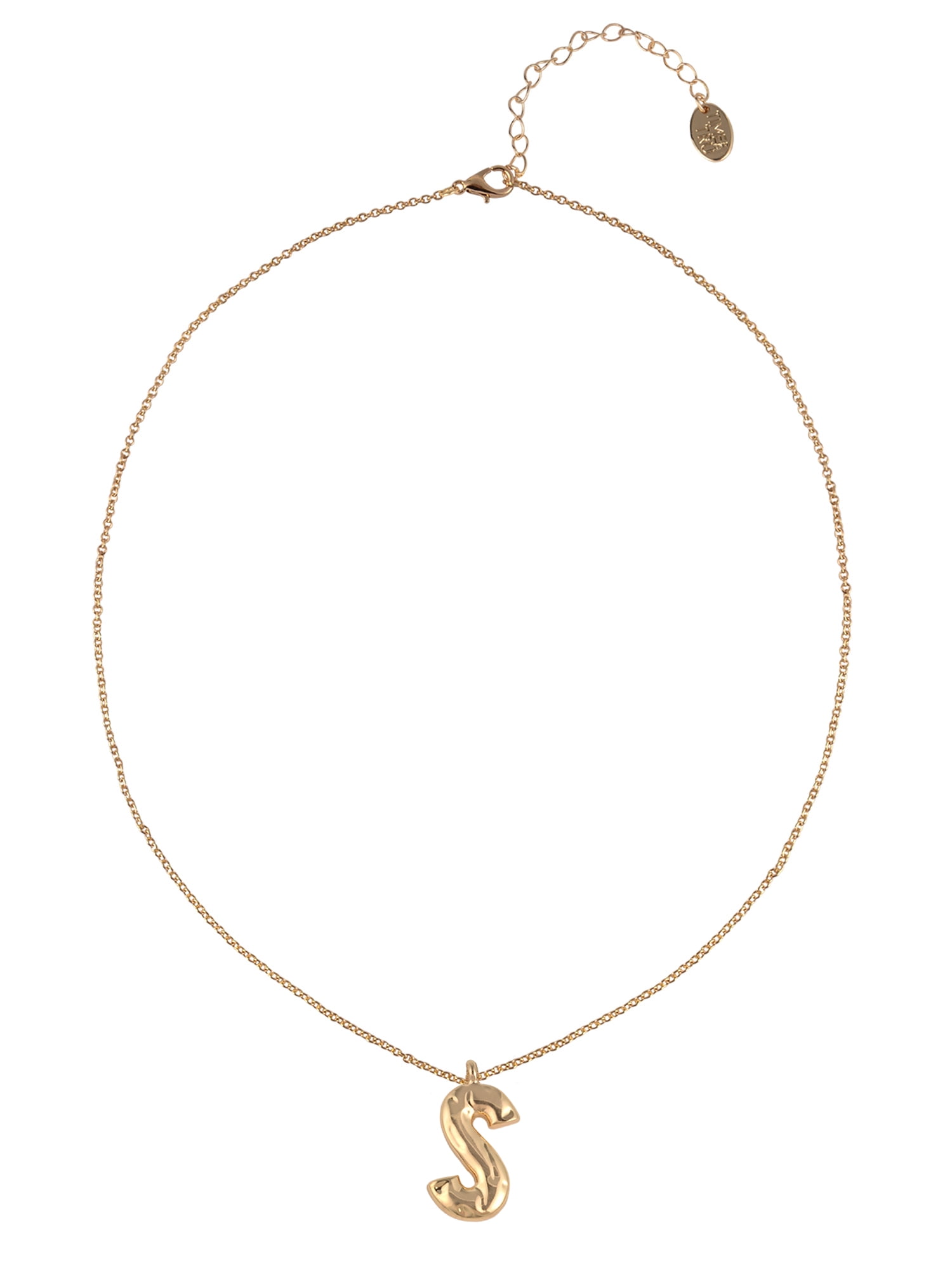 Time and Tru Goldtone Hammered Initial "S" Pendant Necklace