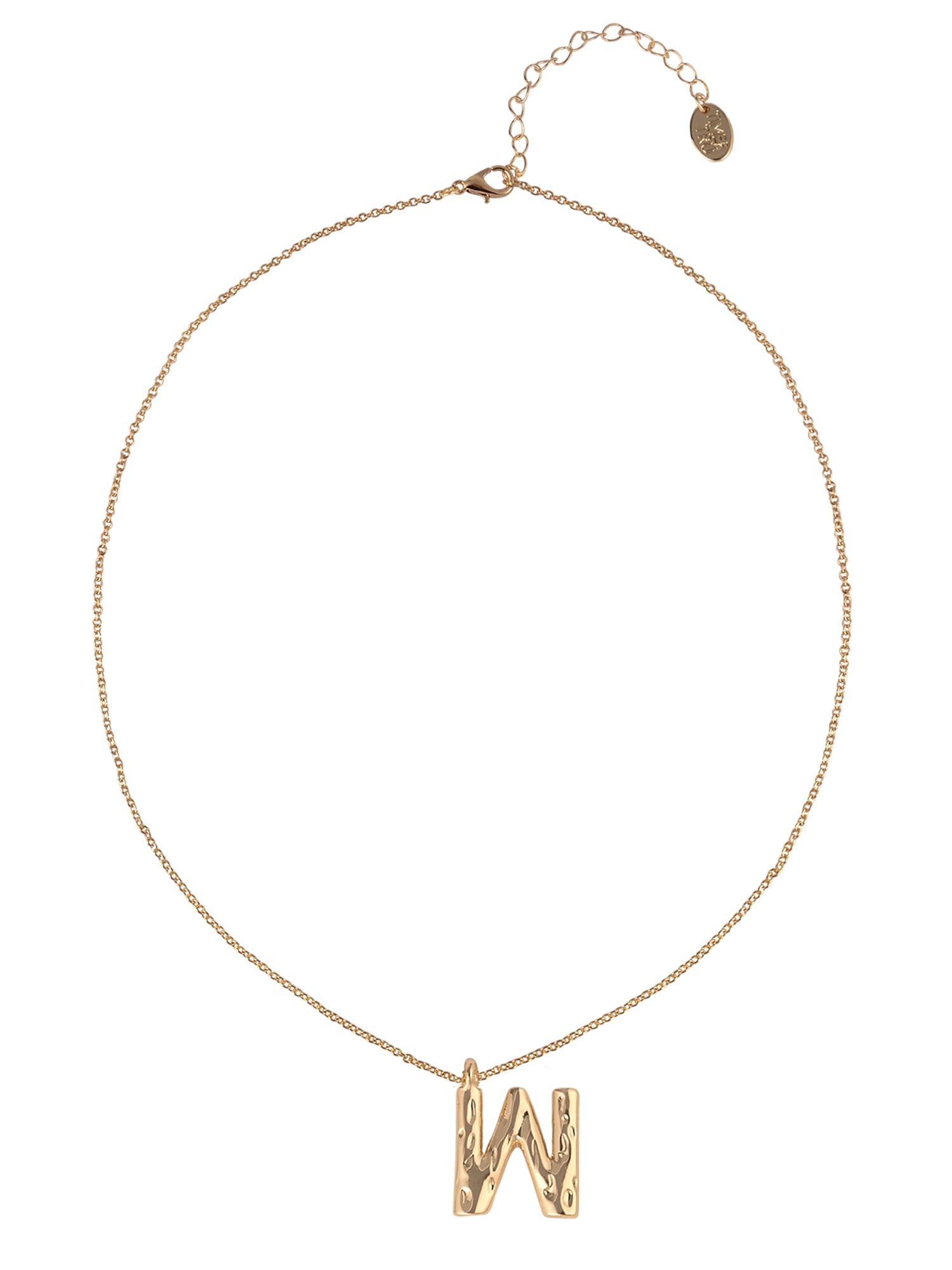 Time and Tru Goldtone Hammered Initial "W" Pendant Necklace