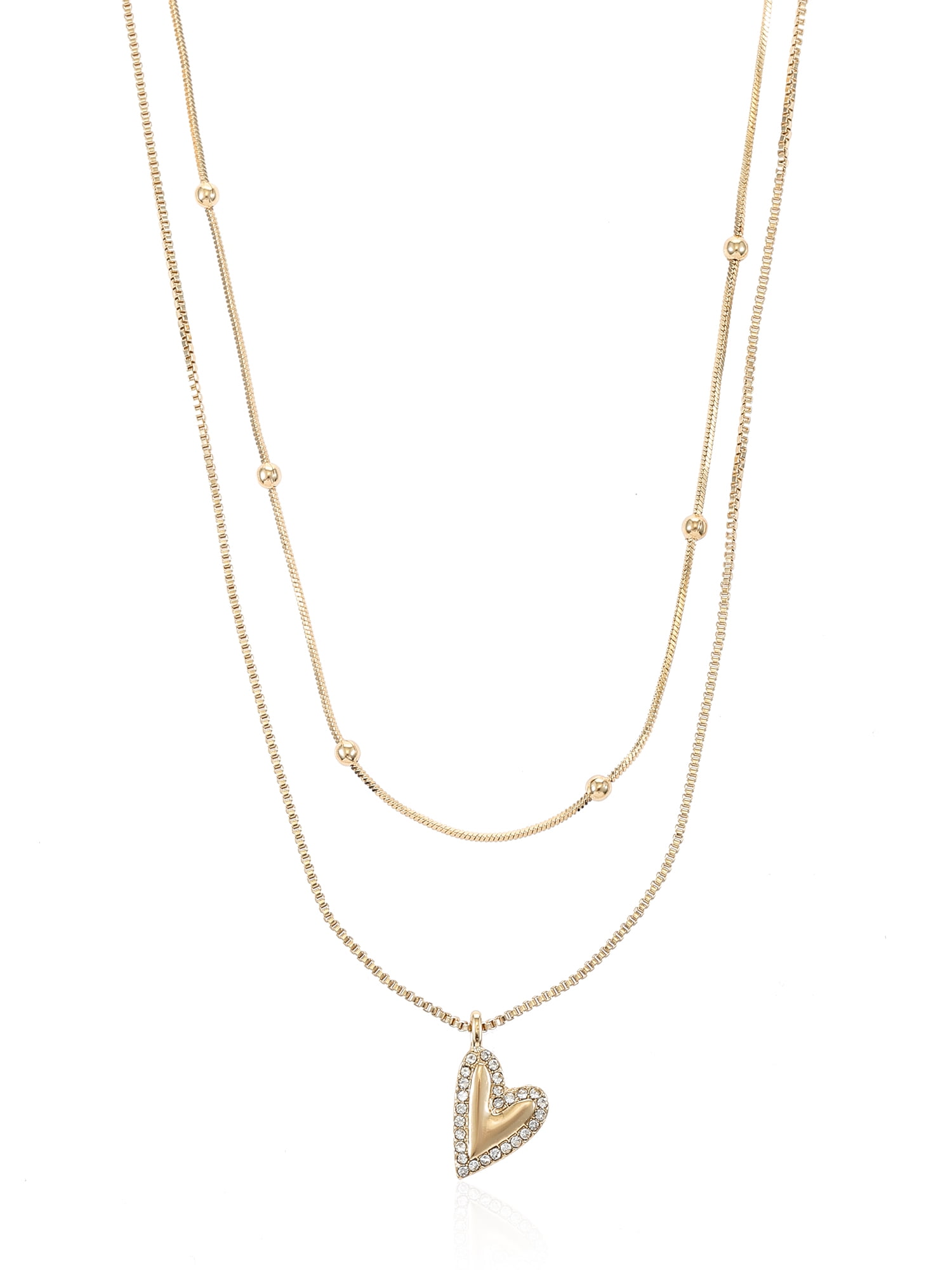 Time and Tru Goldtone Heart Motif Necklace Set, 2 Pieces