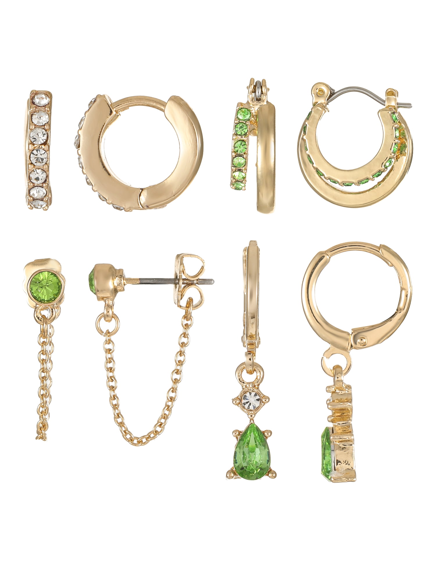 TIME AND TRU Goldtone Hoop and Dangle "August" Earring Set, 4 Pairs