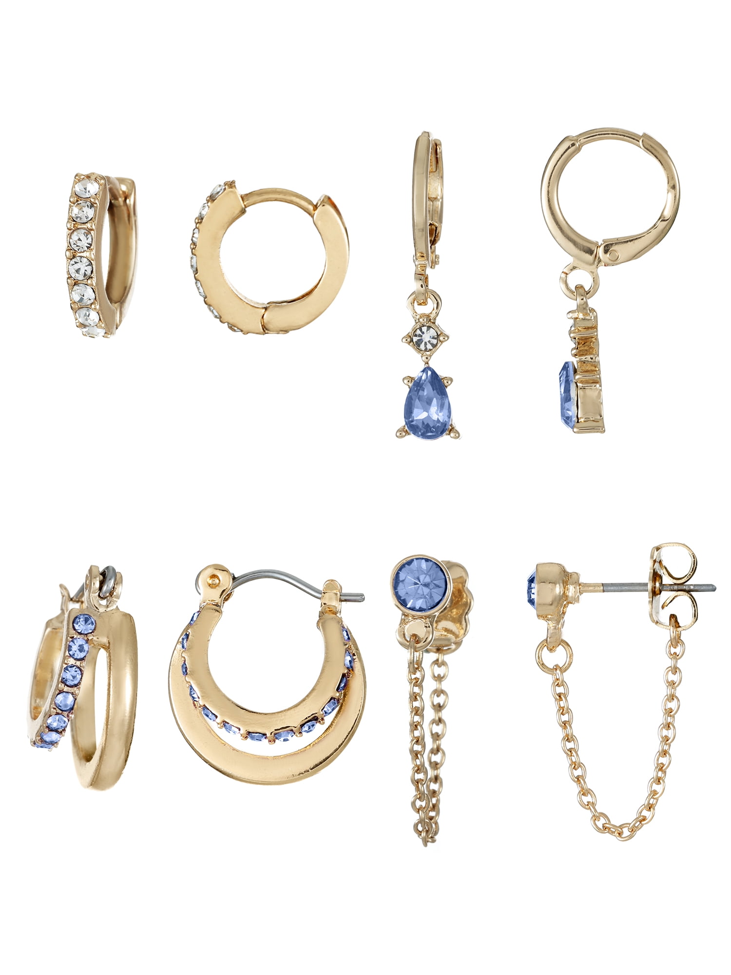 Time and Tru Goldtone Hoop and Dangle "December" Earring Set, 4 Pairs