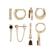 TIME AND TRU Goldtone Hoop and Dangle "January" Earring Set, 4 Pairs