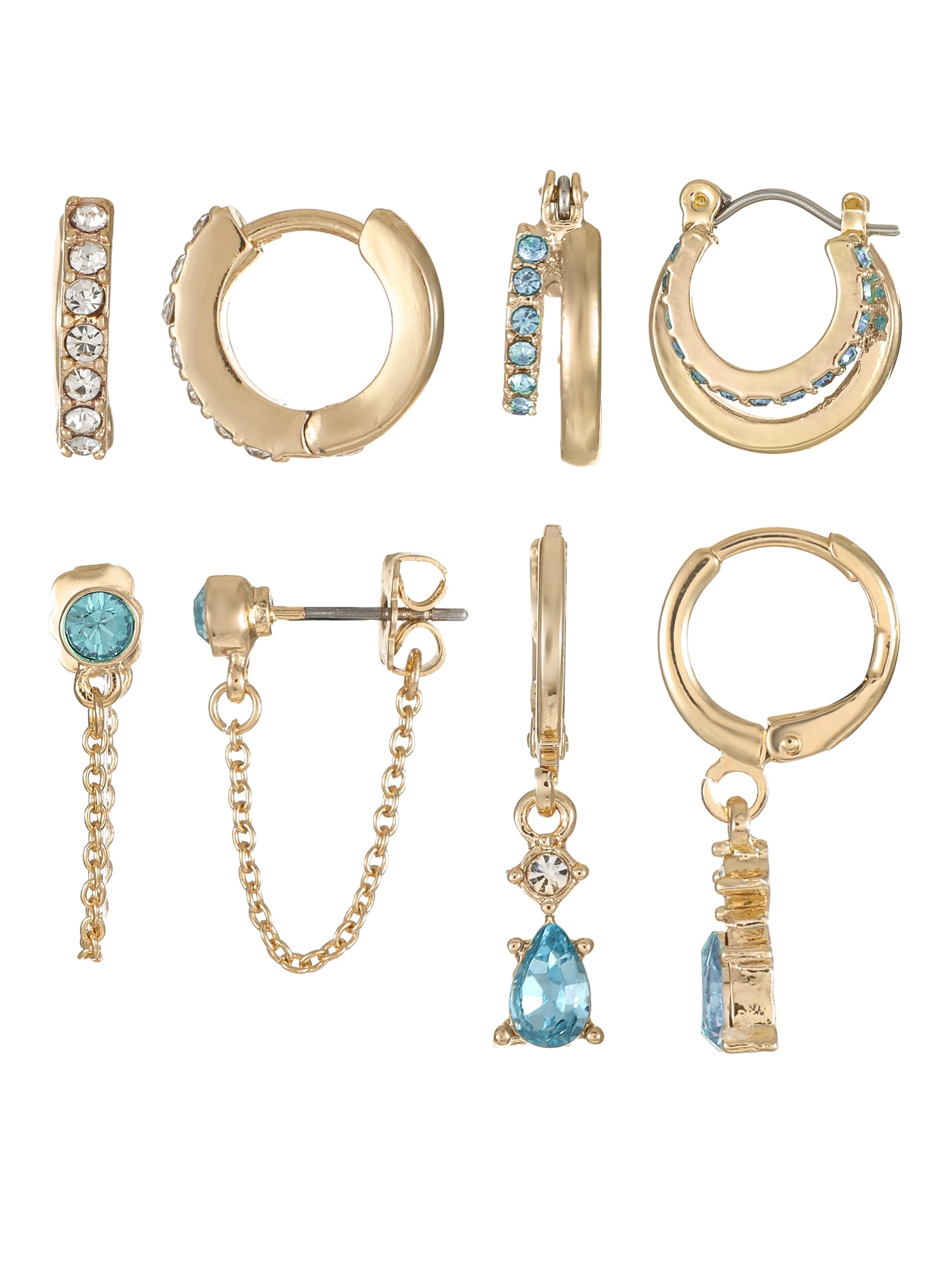 TIME AND TRU Goldtone Hoop and Dangle "March" Earring Set, 4 Pairs