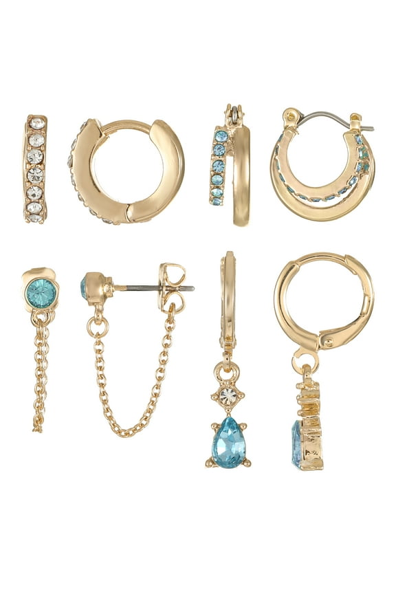 Goldtone Hoop and Dangle "March" Earring Set, 4 Pairs
