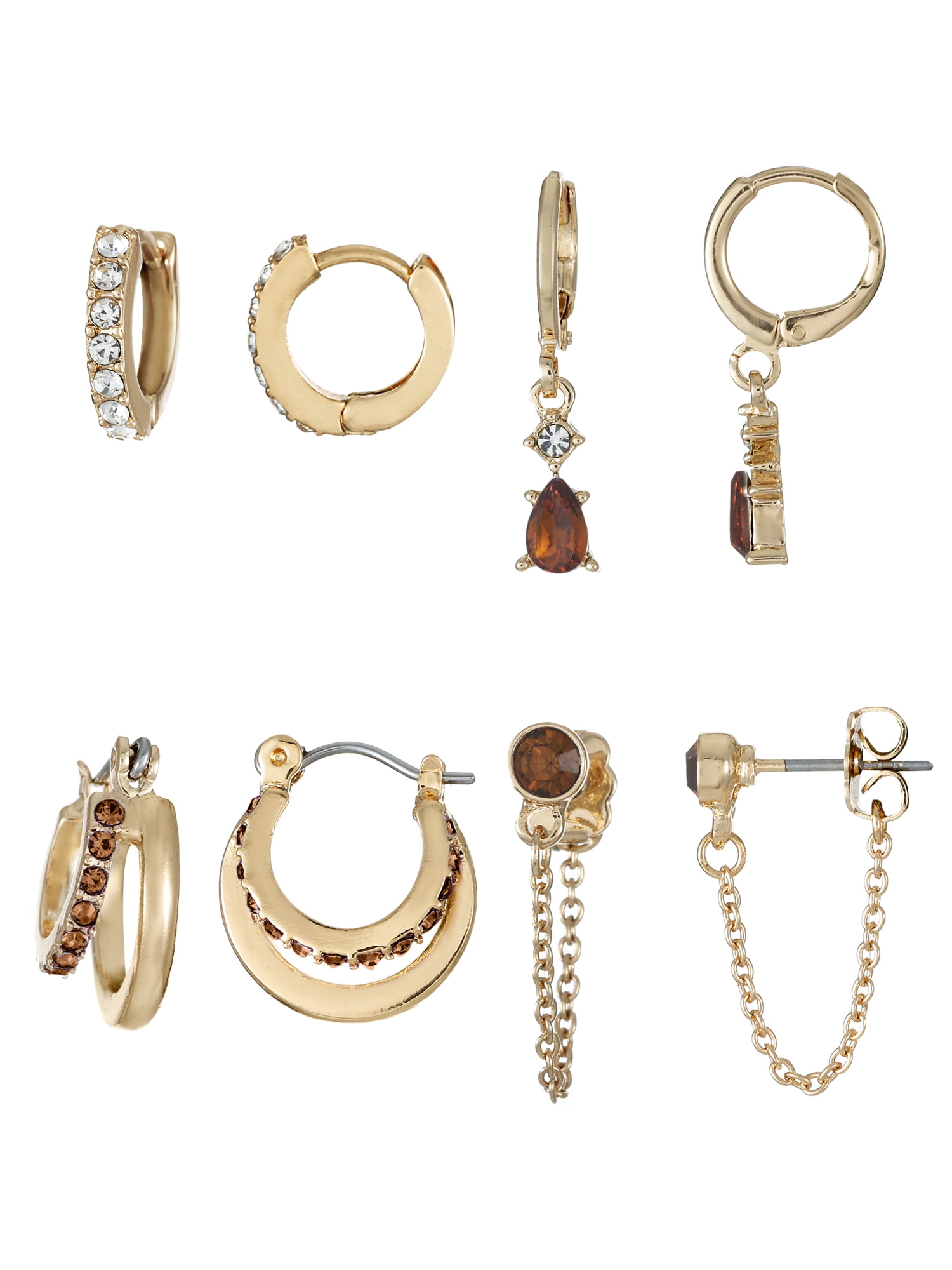 Time and Tru Goldtone Hoop and Dangle "November" Earring Set, 4 Pairs