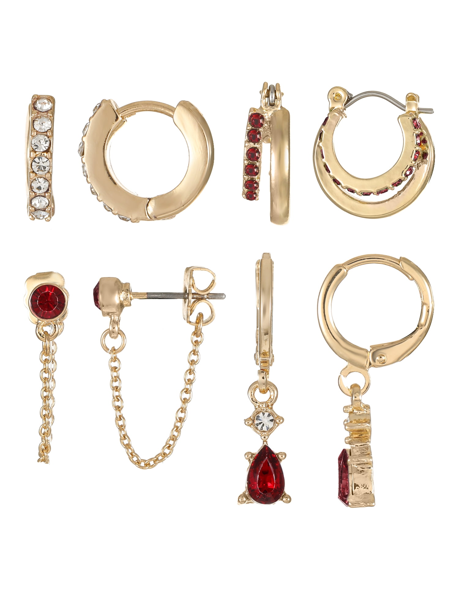 TIME AND TRU Goldtone Hoop and Dangle "October" Earring Set, 4 Pairs