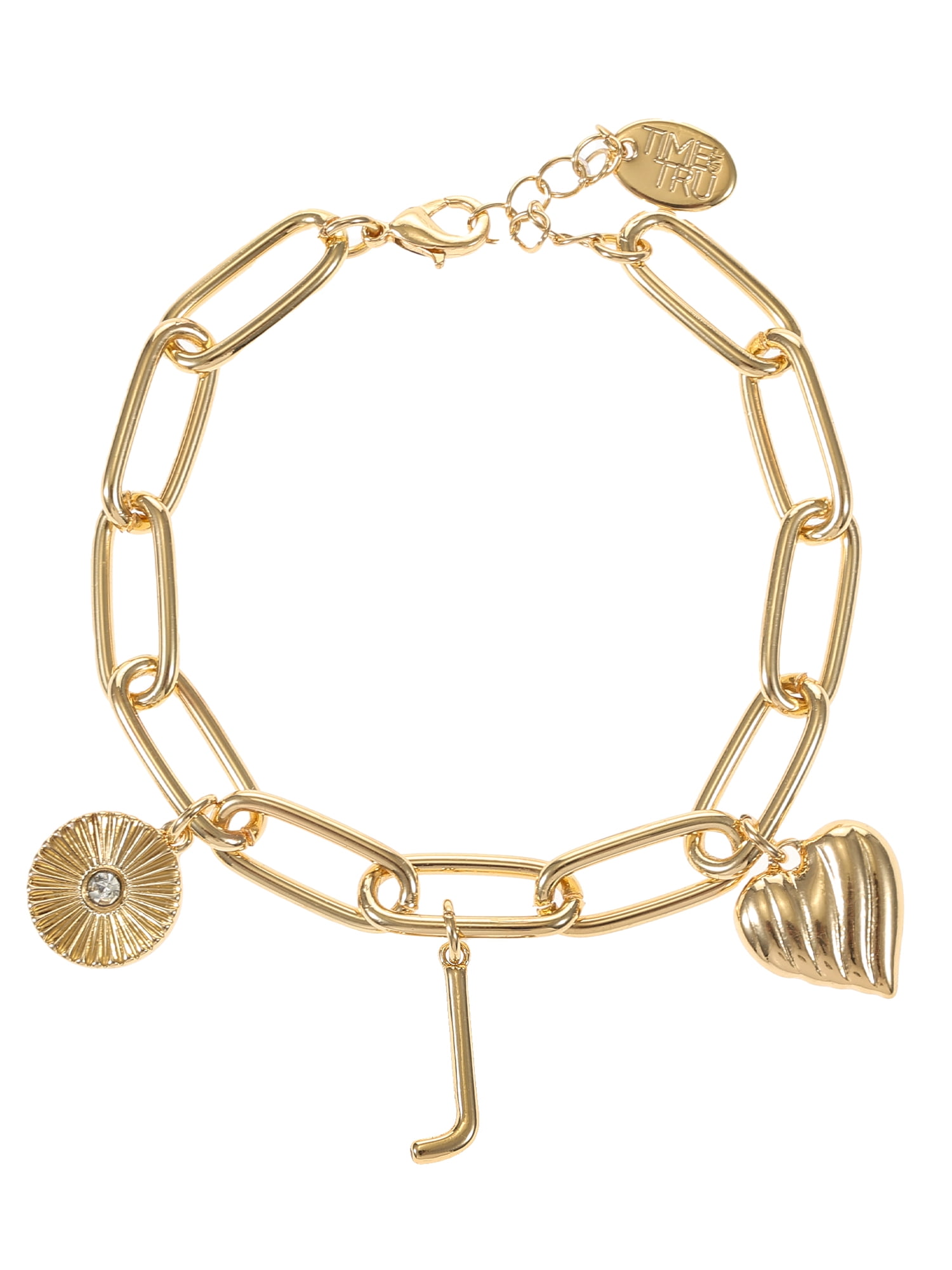 Time and Tru Goldtone Initial Charm Bracelet, Initial J