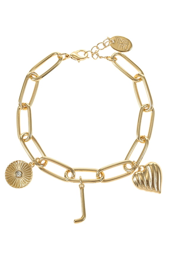 Goldtone Initial Charm Bracelet, Initial J