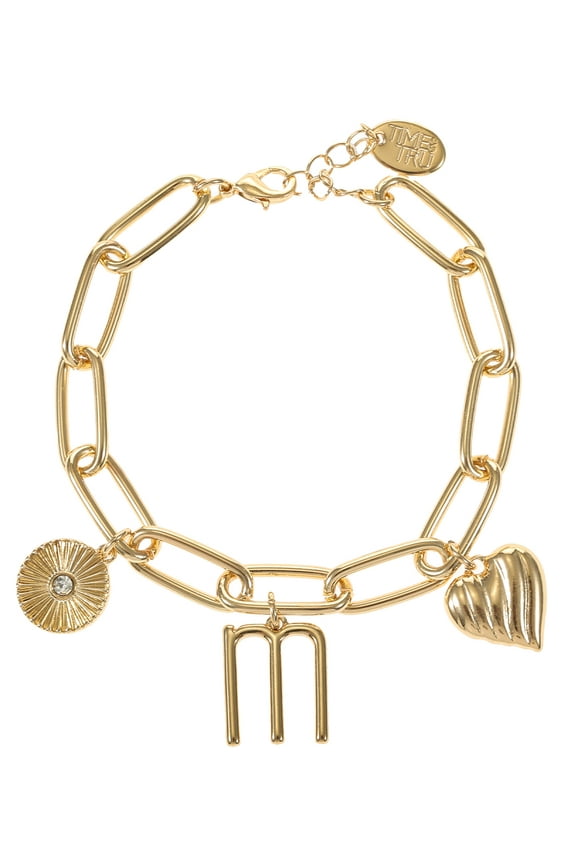 Goldtone Initial Charm Bracelet, Initial M