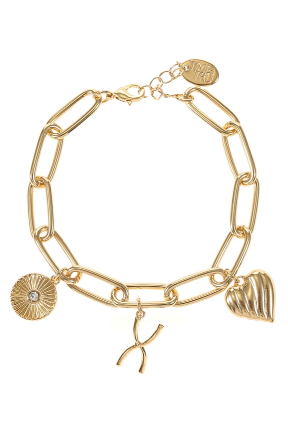 Goldtone Initial Charm Bracelet, Initial X
