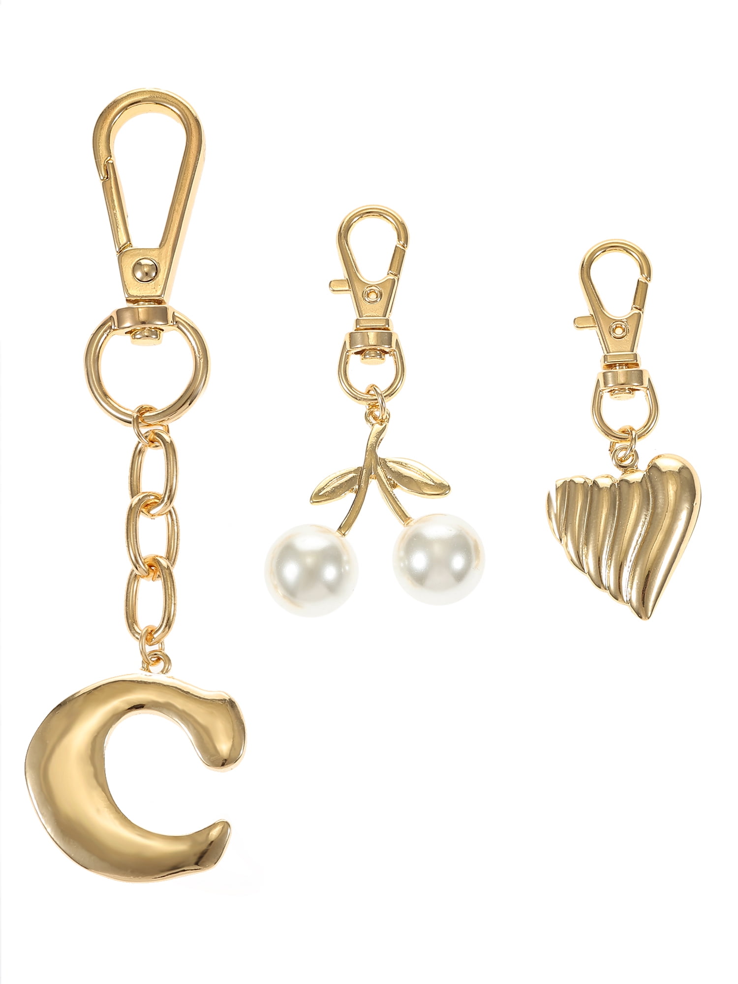 Time and Tru Goldtone Initial Letter Bag Charm Set, 3 Pieces, Letter C