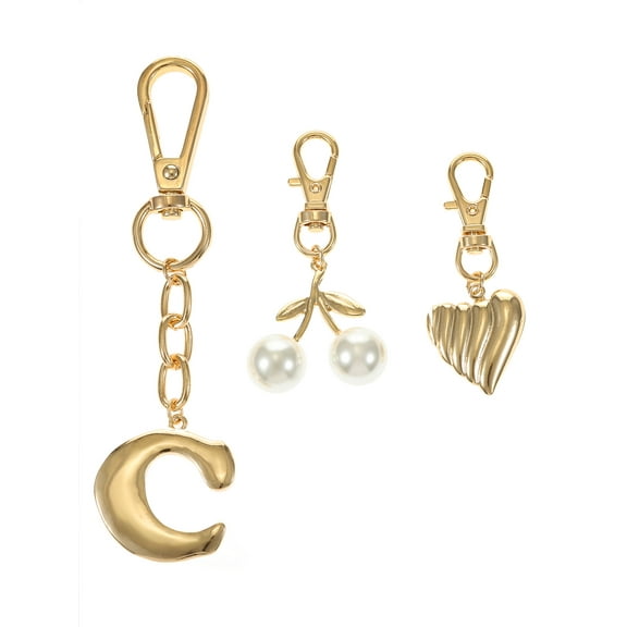 Time and Tru Goldtone Initial Letter Bag Charm Set, 3 Pieces, Letter C