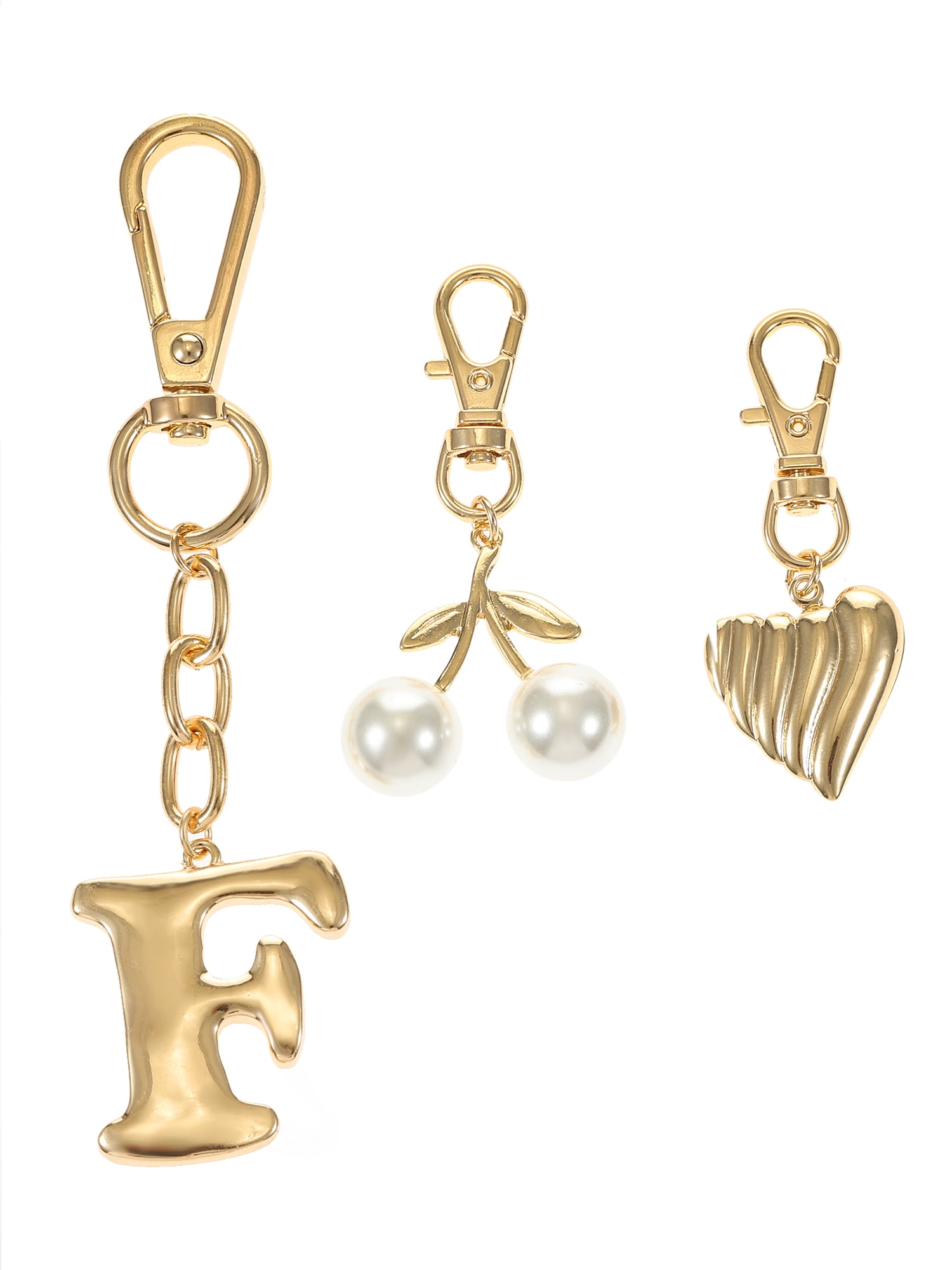 Time and Tru Goldtone Initial Letter Bag Charm Set, 3 Pieces, Letter F
