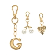 Time and Tru Goldtone Initial Letter Bag Charm Set, 3 Pieces, Letter G