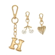 Time and Tru Goldtone Initial Letter Bag Charm Set, 3 Pieces, Letter H