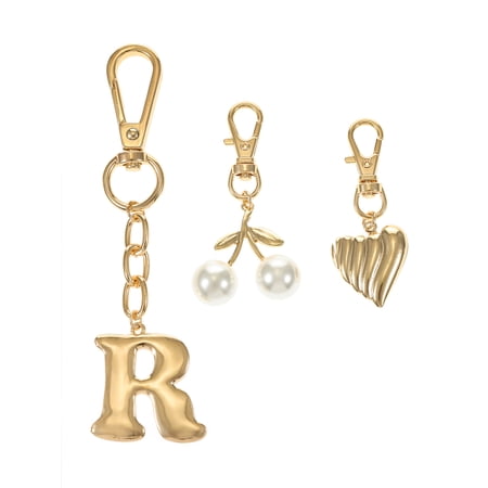 Time and Tru Goldtone Initial Letter Bag Charm Set, 3 Pieces, Letter R