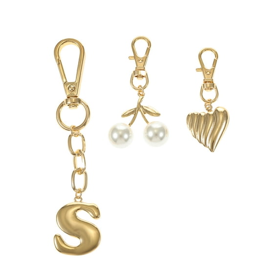 Time and Tru Goldtone Initial Letter Bag Charm Set, 3 Pieces, Letter S