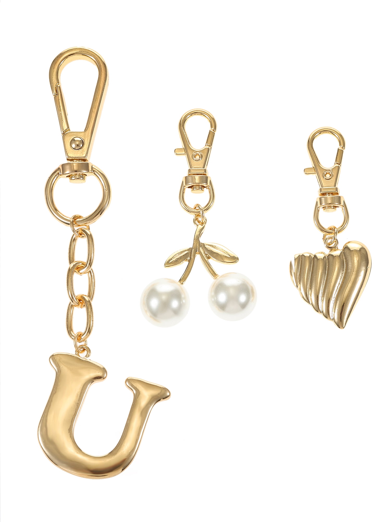 Time and Tru Goldtone Initial Letter Bag Charm Set, 3 Pieces, Letter U