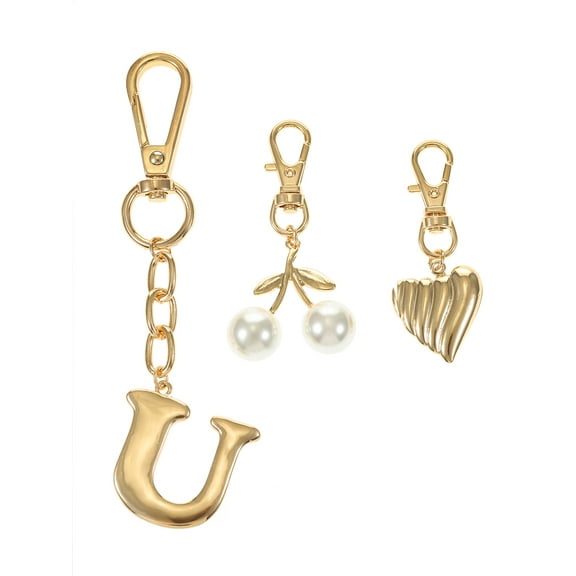 Time and Tru Goldtone Initial Letter Bag Charm Set, 3 Pieces, Letter U