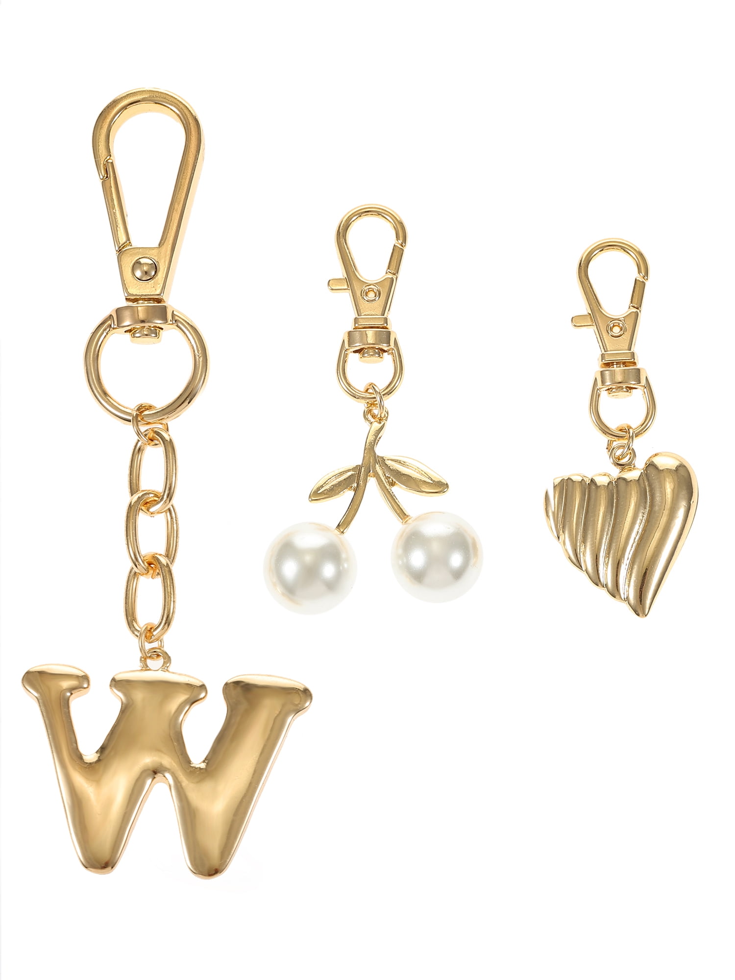 Time and Tru Goldtone Initial Letter Bag Charm Set, 3 Pieces, Letter W