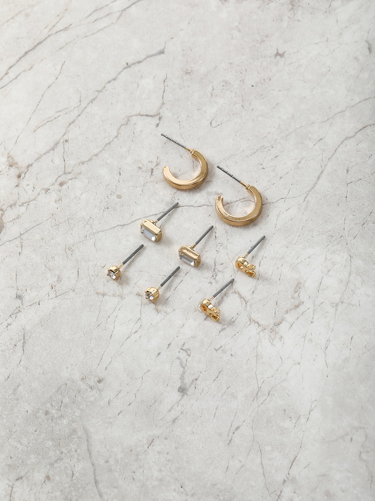 Time and Tru Goldtone Initial Letter Earring Set, 4 pairs, Letter R