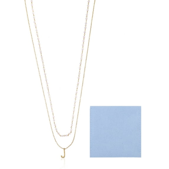 Time and Tru Goldtone Initial Letter Necklace Set, 2 Pieces, Letter J